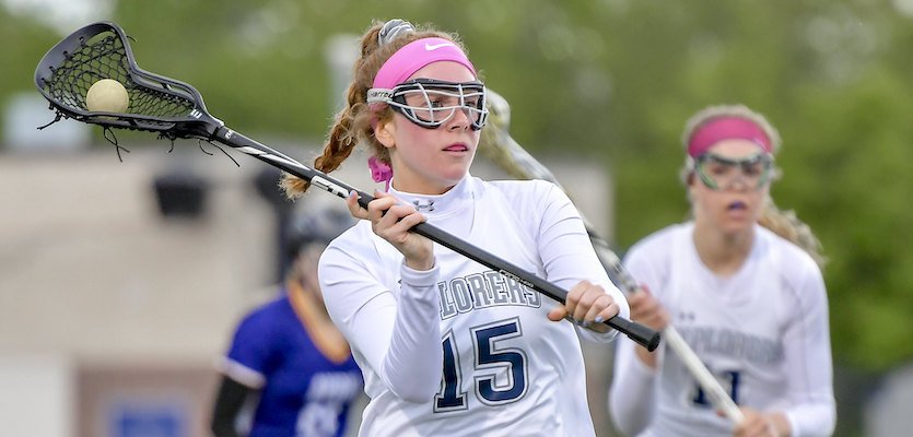 Girls Lacrosse Player with Equipment